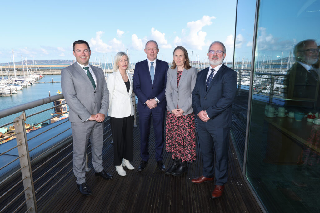 Pictured at the signing in Irish Lights Headquarters were, from left, Mr Eoin Leahy, Director of Policy and External Affairs at the Maritime Area Regulatory Authority Ms Yvonne Shields O’Connor, CEO, Irish Lights Mr Timmy Dooley, Minister of State at the Department of Climate, Energy and the Environment with special responsibility for the Marine Environment Ms Laura Brien, Chief Executive Officer of the Maritime Area Regulatory Authority Mr Ronan Boyle, Director of Navigation, Maritime & Consenting, Irish Lights